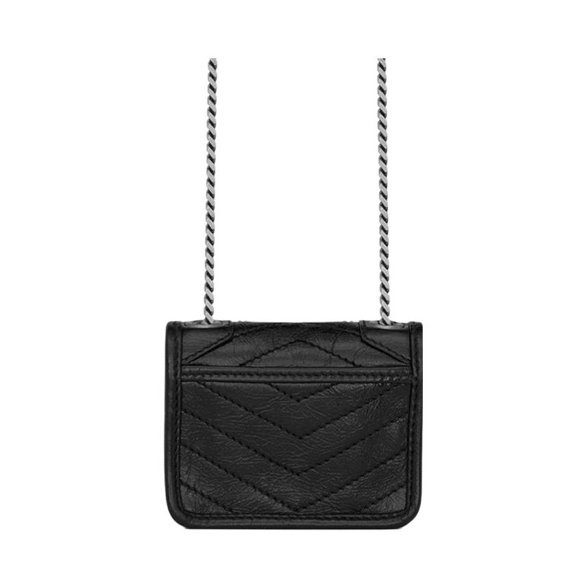 Saint Laurent YSL Серия Niki Черная Метка Логотип Цепочка Плиссированная Кожаная Наплечная Сумка-Кроссбоди Сумка для Наушников Женские сумки 710844-0EN04-1000