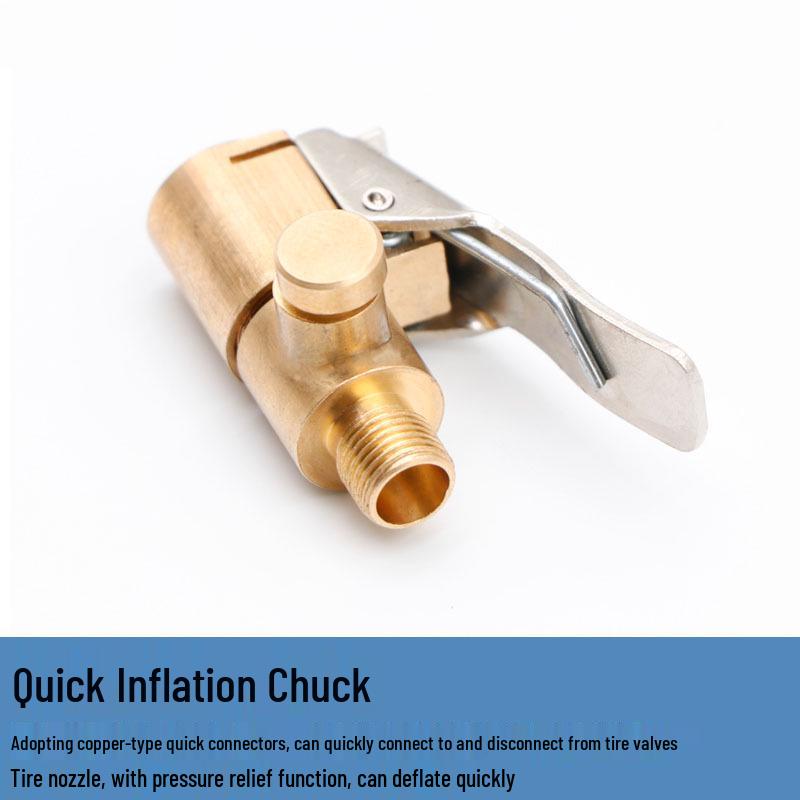 Car Air Pump Nozzle Adapter with Quick Connector & Pressure Relief Valve