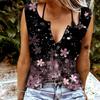 Women Tanks Sexy V Neck Sleeveless Summer Tops Vest 3D Beautiful Cherry Blossoms Print Cool Lightweight Tops