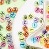 7mm Jewellery Making Acrylic 500pcs Flat Round Alphabet DIY Accessories Loose Beads Transparent Mixed Letter Keychain Necklace Bracelet Pendant