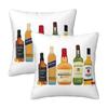Whiskey Bottles Illustration 2 Pcs Square Pillowcase Pillow Cover Cushion Decor Comfort Throw Pillow For Home Car
