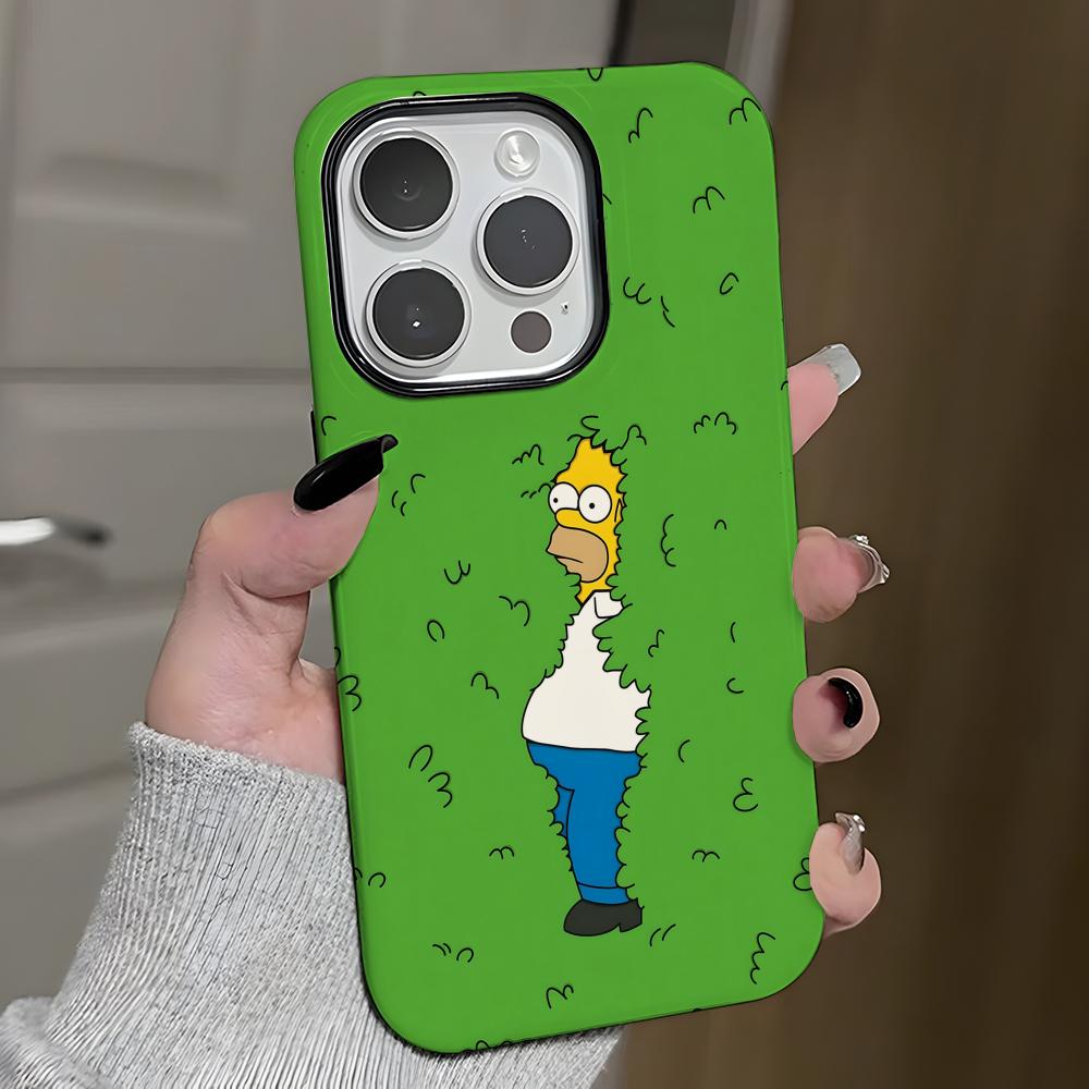 Милый Мультяшный Чехол для Телефона The Simpsons Для IPhone 16 15 14 13 12 11 Pro Max Plus Роскошный Пленочный Чехол Двухслойная Задняя Крышка