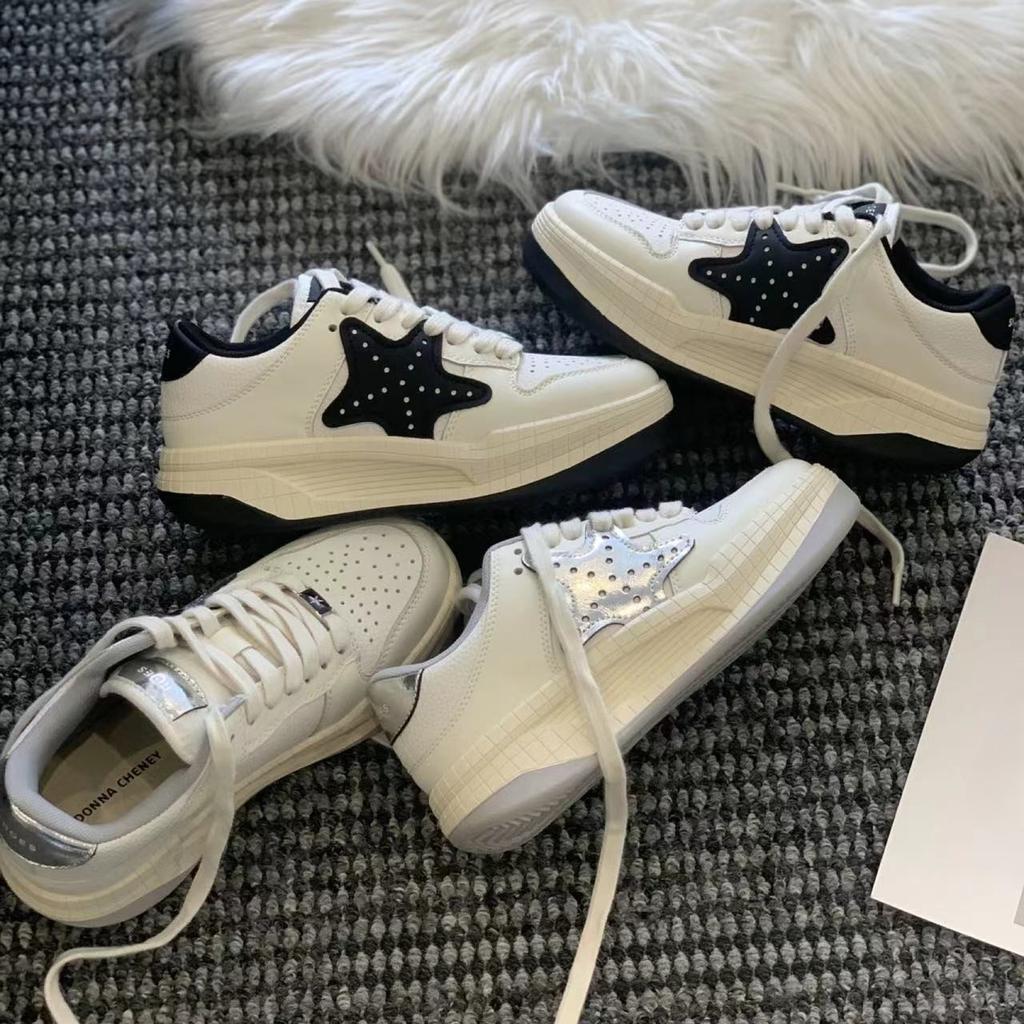 Удобные кроссовки на платформе с изображением морской звезды. Женская новая универсальная спортивная повседневная обувь. Белые женские туфли с круглым носком и увеличенной шнуровкой.