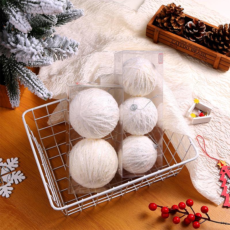3Pcs Fashion Xmas Tree Ornaments Foam Ball Christmas Decor Hanging Pendant Sequins Ball Party Decor