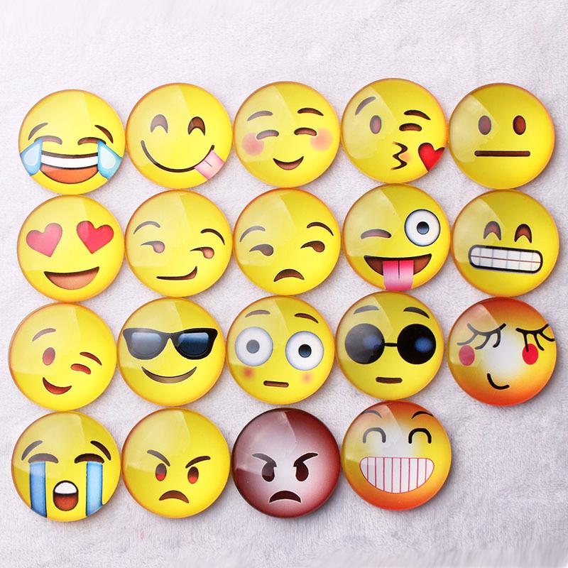 20 pcs/lot Cute Refrigerator Magnets, Dome Glass Fridge Magnet, Cartoon Expression Glass Magnetic Stickers