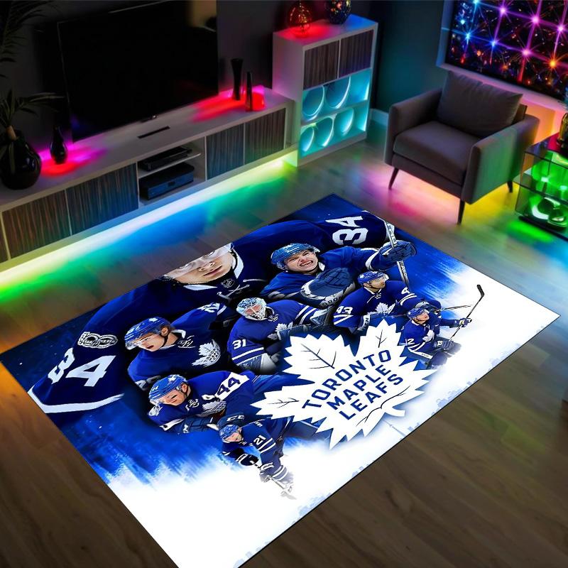 Toronto Maple Leafs Design Crystal Velvet Carpet Cozy Non?Slip Printed Rug For Bedroom Living Room Entrance