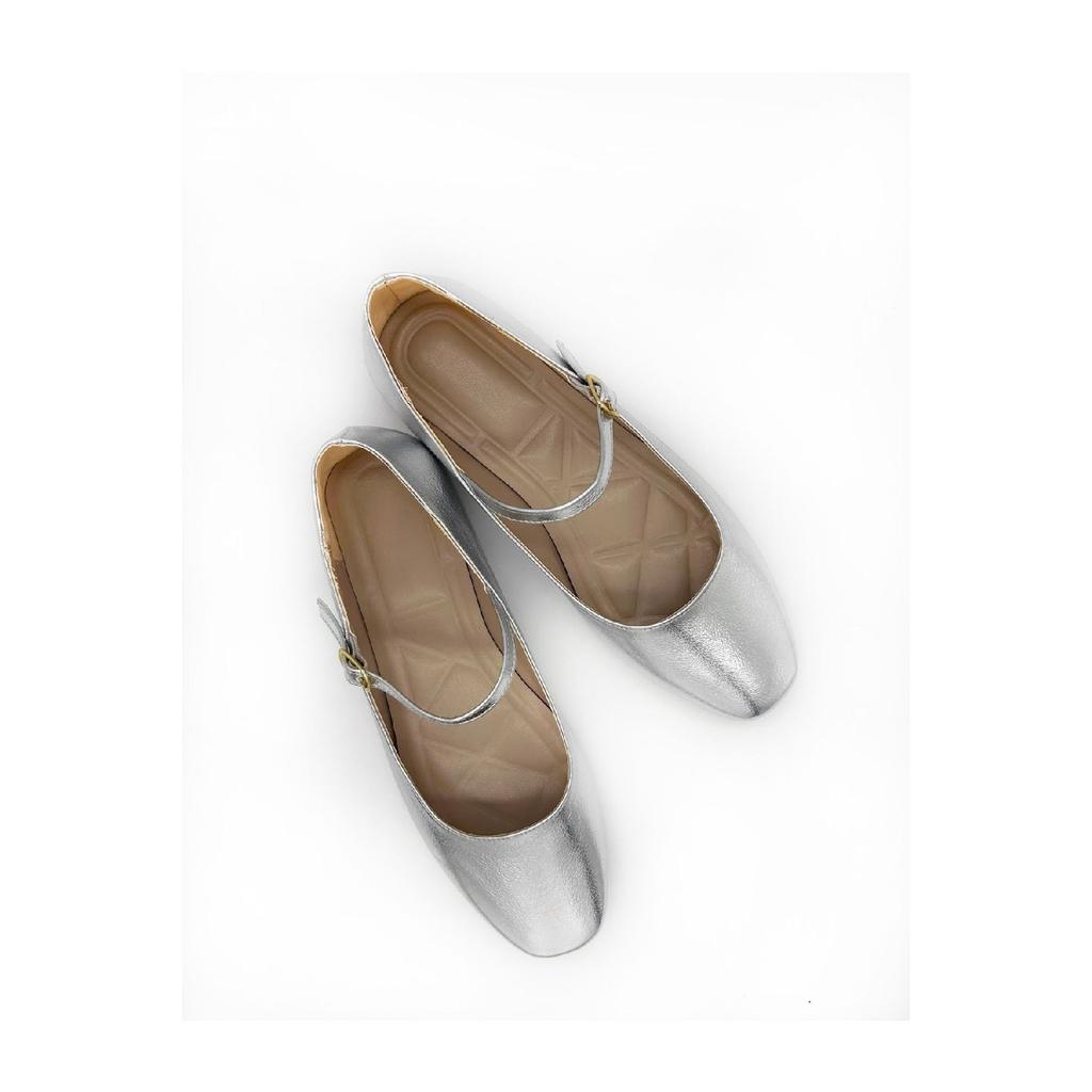 Women's Gold Color Patent Leather Mary Jane Ballet Flats Comfortable Sole