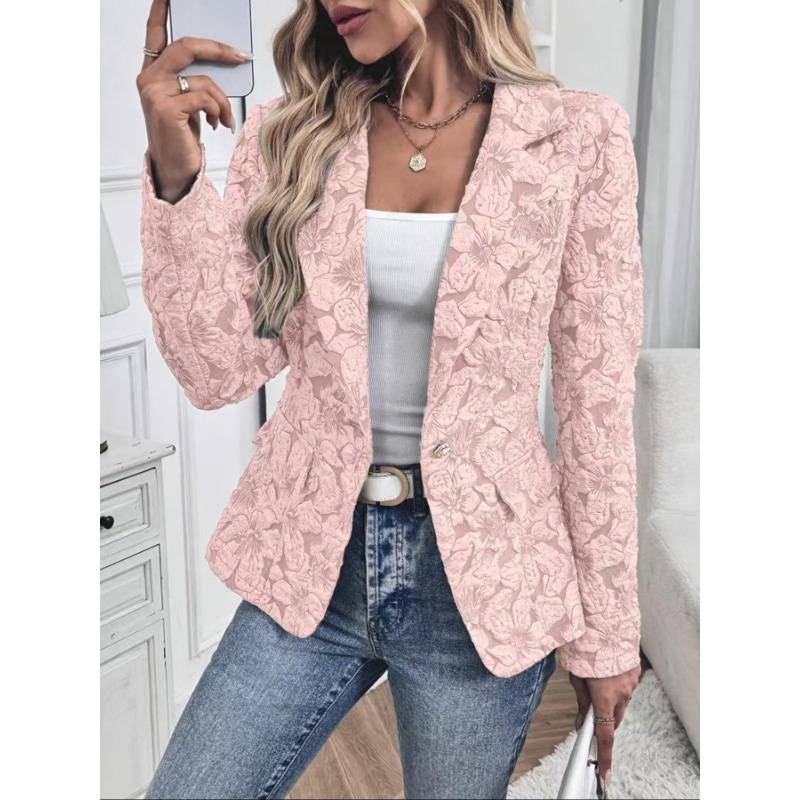 Women S Casual Short Blazer Retro Lily Jacquard Slim Fit