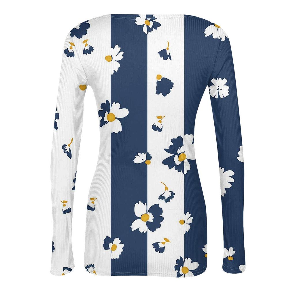 Women's Fashion Slim Bottom Casual Long Sleeve Halloween Printed Pullover U Neck Top