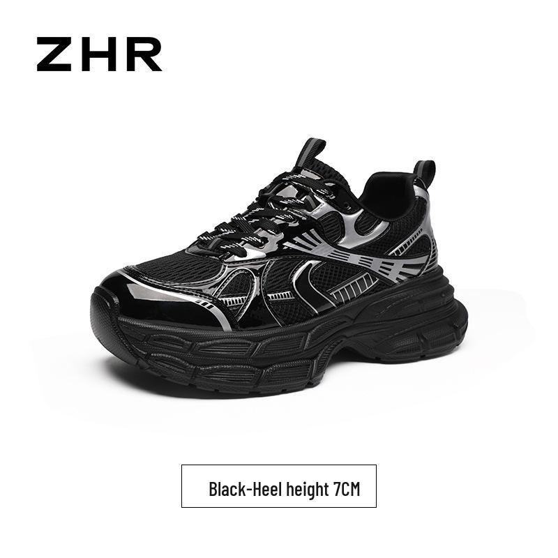 ZHR Женские кроссовки на толстой подошве, увеличивающие рост, в стиле "dad shoes": 2025 Легкие, универсальные спортивные кроссовки