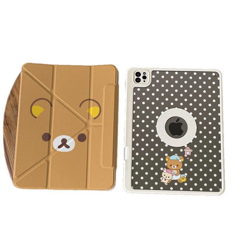 Cute Kawaii Bear IPad Pro Air Mini Case With Pen Slot Magnetic Detachable Stand Shockproof PC Cover