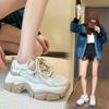 Fashion Mesh Breathable Dad Shoes Female 2024 New Wedge Thick Sole Lace Up Comfortable Shoes Sport Running Tennis Shoe Zapatillas Mujer
