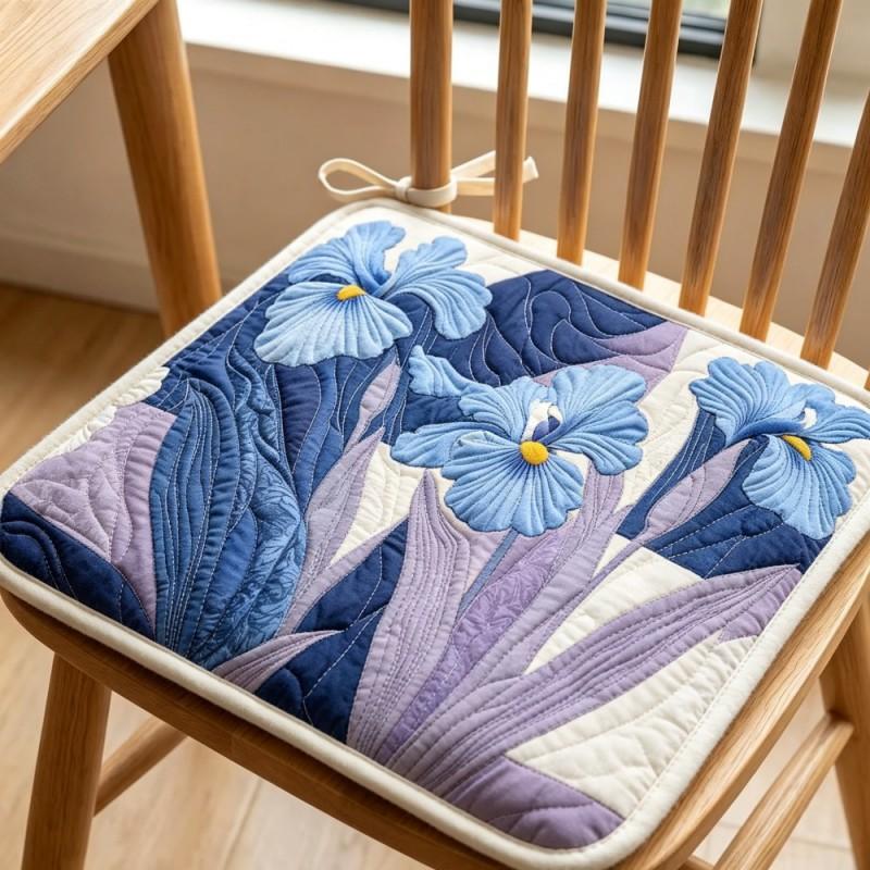 Quilted Printed Chair Cushion Flower Dining Room Living 18in 16in