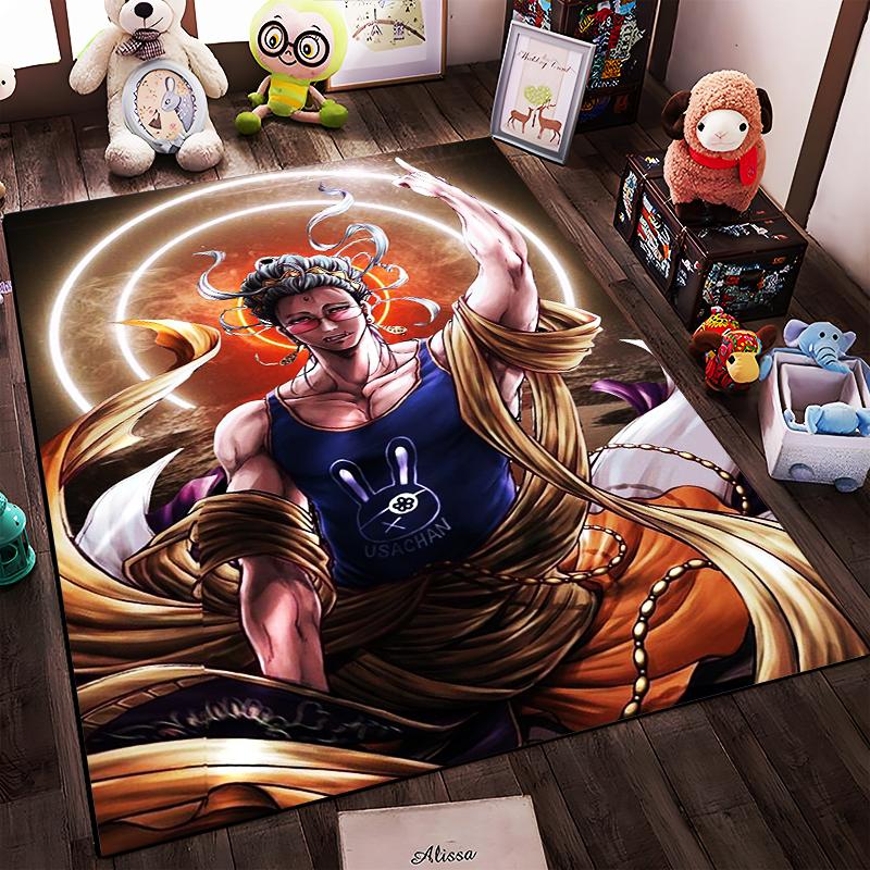 "Anime Warrior Carpet - Bold Heroic Design with Energetic Colors" Suitable for use as an anti-slip for living room bedroom sofas