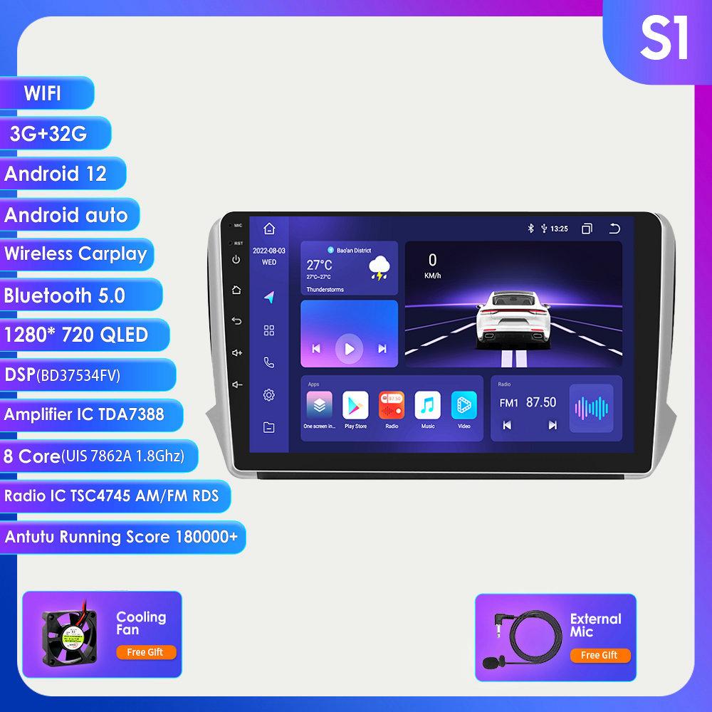 Автомобильный мультимедийный плеер Carplay 2 Din Android 12 для Peugeot 208 2008 Series 2012-2018 навигация GPS Авторадио Стерео DSP BT SWC DVR Cam Bluetooth DAB