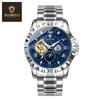 BINBOND Top Luxury Men Automatic Mechanical Watch Moon Phase Waterproof Watch Hollow Tourbillon Stainless Steel Men's Watches