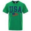 Футболки с надписью «USA Letter Flag Hip Hop Printed» для мужчин и женщин, одежда с круглым вырезом, свободная дышащая футболка, повседневная уличная футболка