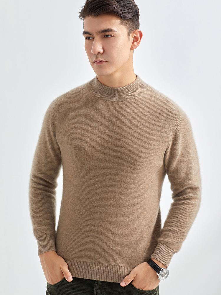 Мужской кашемировый свитер свободного кроя с полувысоким воротником на осень/зиму - деловой повседневный стиль