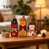 Thanksgiving Table Centerpieces 3Pcs Christmas Wooden Cat Ornaments with Hat and Bow Tie, Decorative 2D Standing Wood Figures Flat Tabletop Figurines,