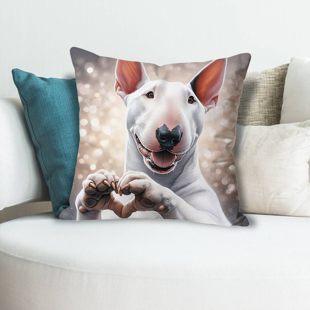 BBull TTerrier Dog Funny Pillow Cases for Bedroom Living Room Sofa Home Decor Polyester Cushion Cover with Zipper