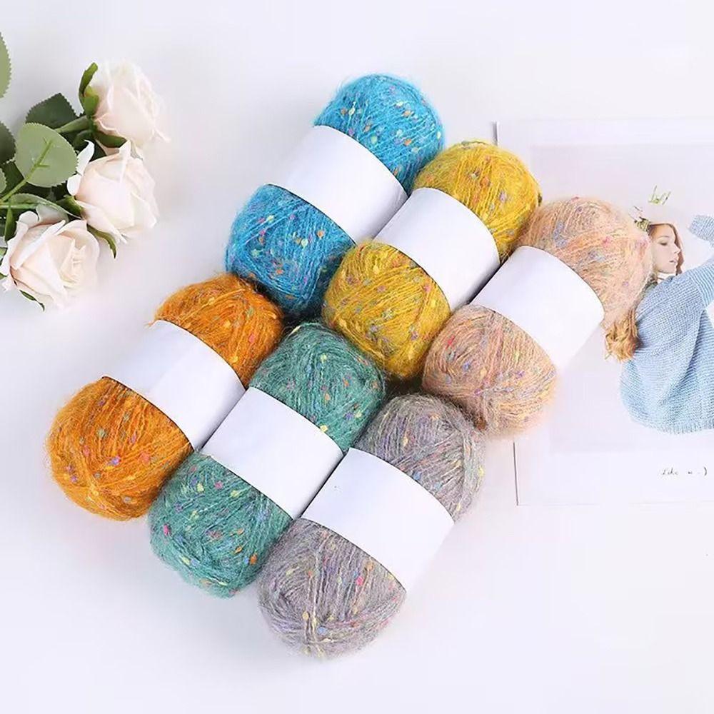 Colored Dots Plush Rainbow Thread DIY Crochet Knitting Soft Hand-woven Scarf