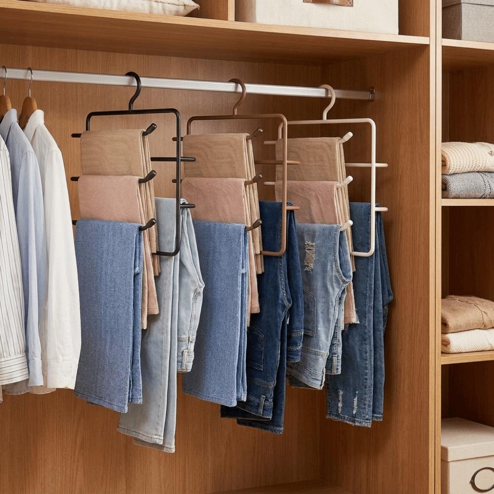 Iron Multi-Layer Trouser Racks Hanging Scarf Tie Rack Durable Pants Hangers for Home