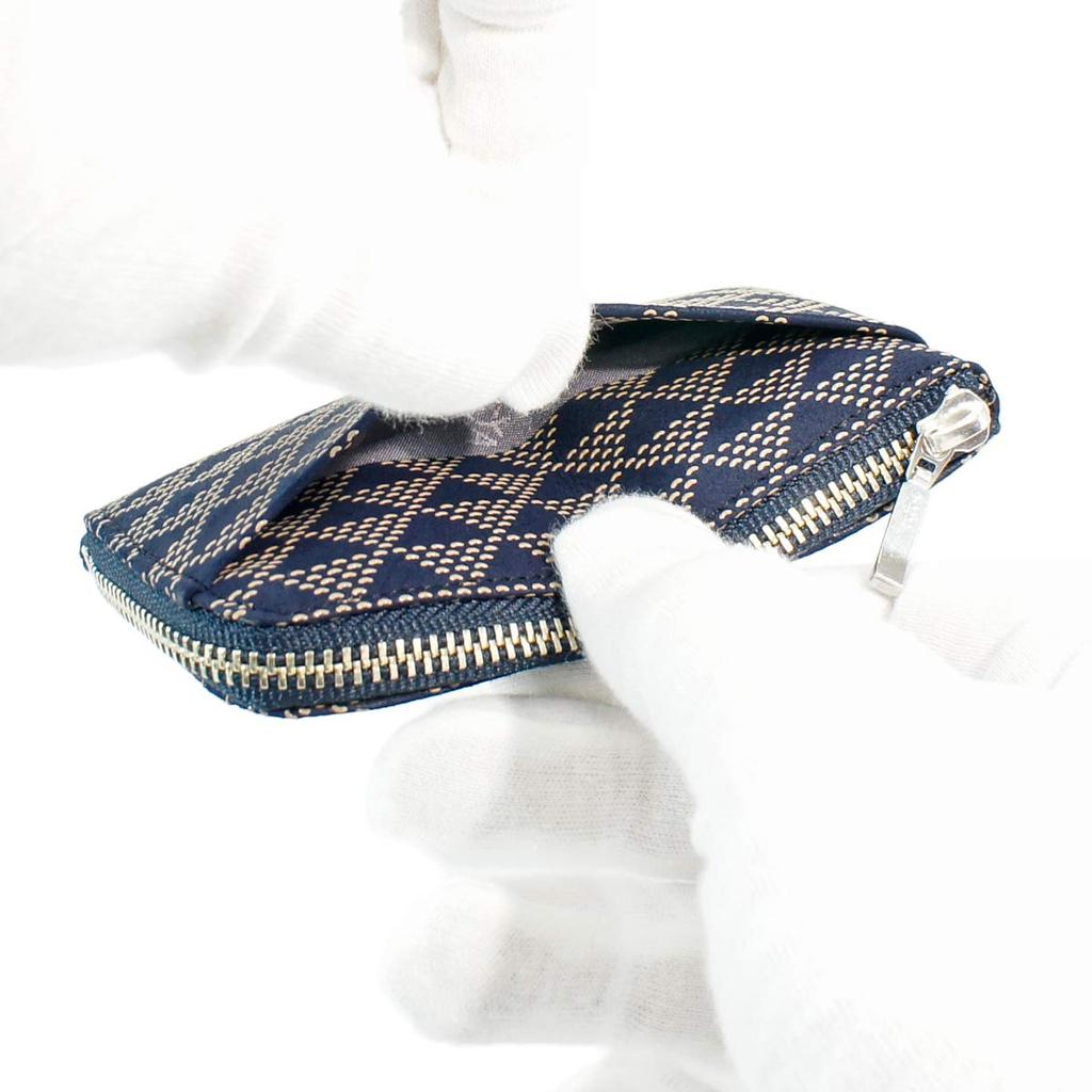 Indenya Inden Кошелек для монет F Кошелек для монет 05 Оленья кожа темно-синий x белый лаковый узор с волнистой чешуей 1005-14-118