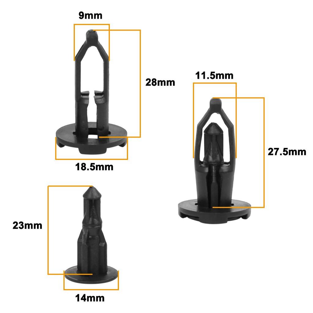 uxcell Клипса-пистон Крепеж крыла Бампер Выжимной пистон Нейлон Черный Совместим с Toyota 100 шт.