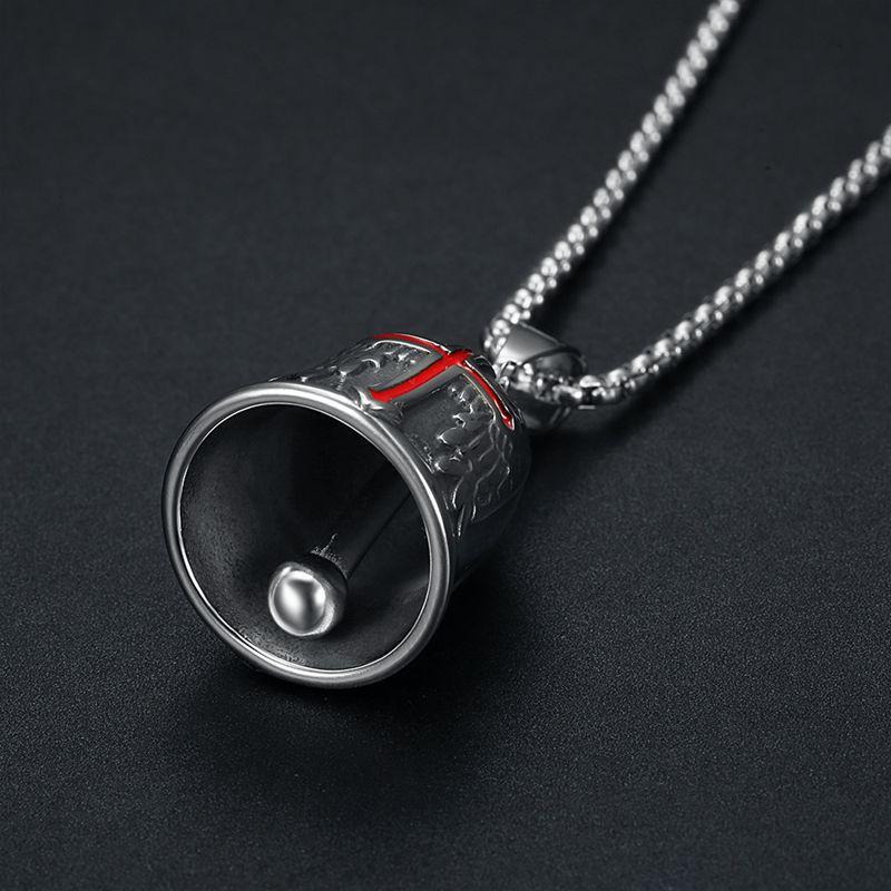 Подвеска из нержавеющей стали Neckalce Маленький колокольчик Подвеска Титановая сталь Крест Крылья ангела Lucky Bell Высокое качество Хип-хоп