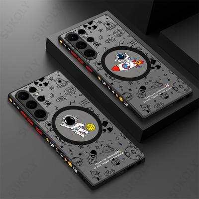 Магнитный чехол «Космический астронавт» для Samsung Galaxy S23 S22 S24 Ultra S21 S20 FE S25 Plus Задняя крышка для беспроводной зарядки Magsafe
