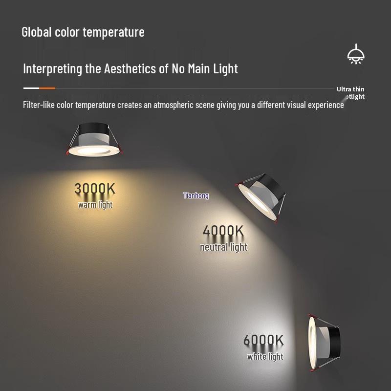 2-Inch Round Recessed Downlight, 56.5cm Opening, 35.5cm Small Ceiling Light, Home Mini