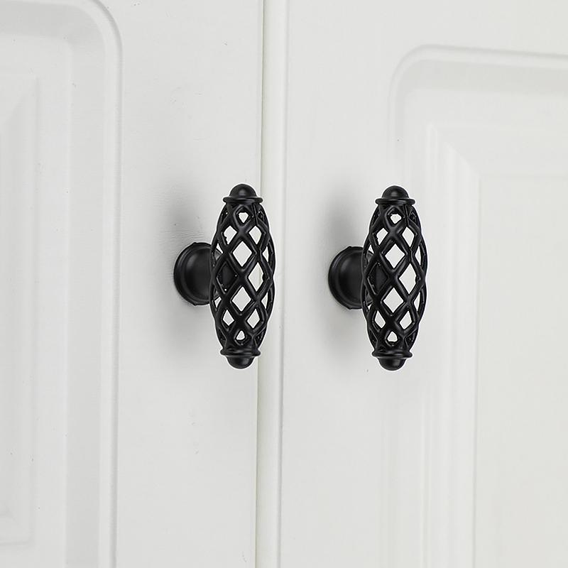 1 шт. прочные ручки для кухонного шкафа в форме птичьей клетки, винтажные ручки для ящиков, черная ручка для мебели, полая ручка, простая установка