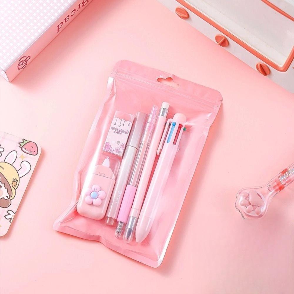 Cartoon Stationery Set Cute Pencil Eraser Correction Tape Ball-point Pen School Office Writing Supplies Gift Stationery