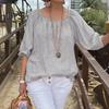 Women Tops Round Neck Half Sleeve Loose Fit Casual Tops Solid Color Breathable Lightweight Tee Shirt