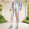 Girls Full Length Stretch Fitted Printed Yoga Leggings Peach And Gray Streaky