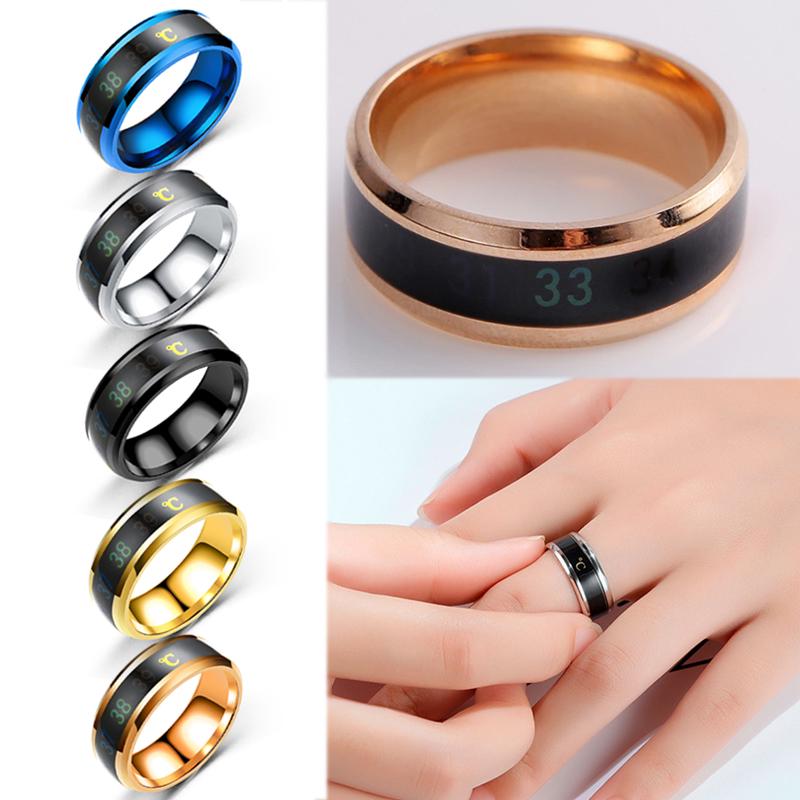 Водонепроницаемые ювелирные изделия, чувствительные к температуре кольца, титановая сталь, кольцо с температурой эмоций для женщин и мужчин, интеллектуальные аксессуары для свадьбы