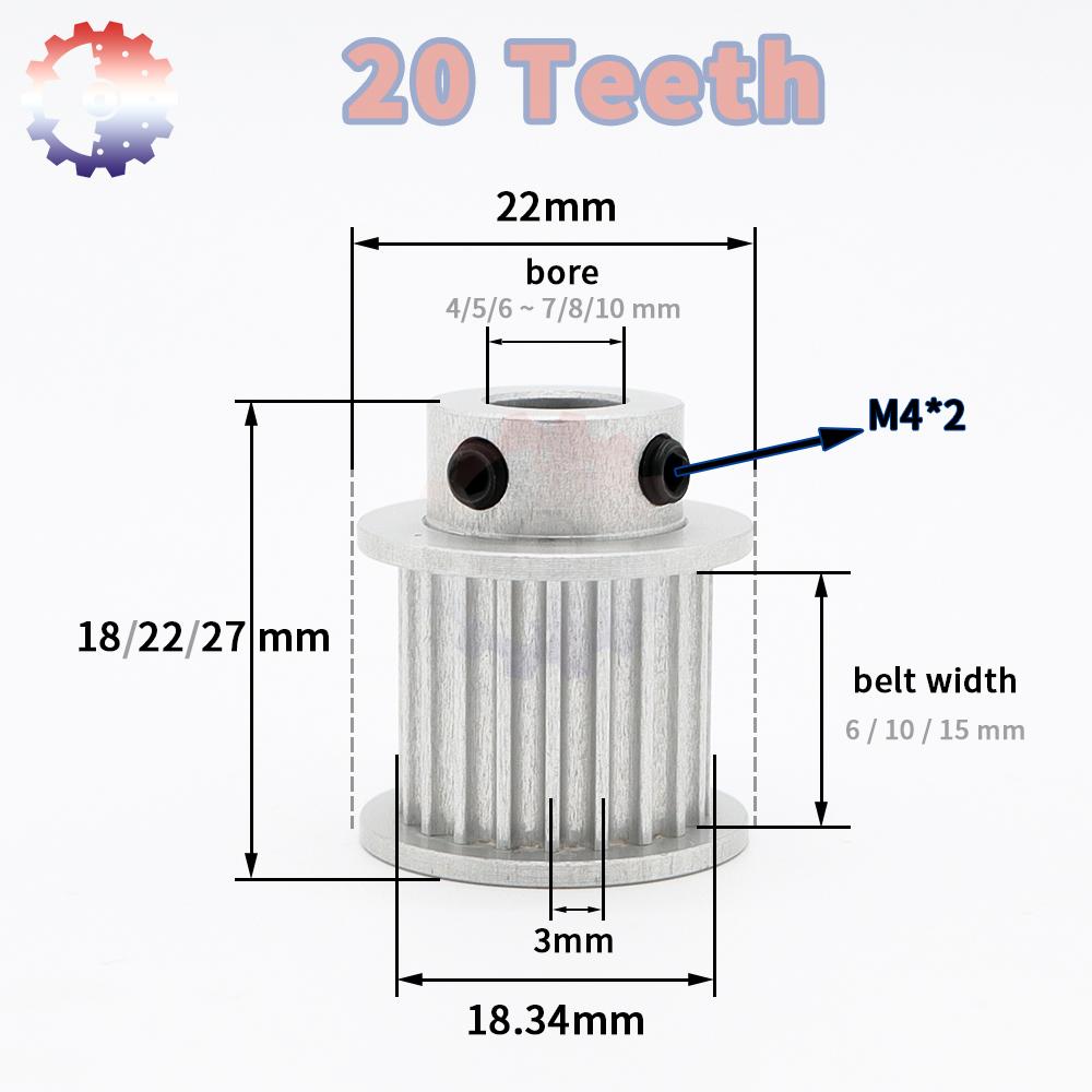 HTD3M Timing Pulley 20T 24T 30T 32T 40T 48T 3M Pulley Gear 20Teeth 30Teeth 40Teeth 60Teeth Belt Pulley HTD 3M Synchronous Wheels