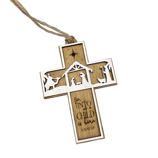 Yousheng Christian Nativity Ornaments Wooden Christmas Tree Religious Decorations Faithful Bible Verse Ornaments Christian Gifts