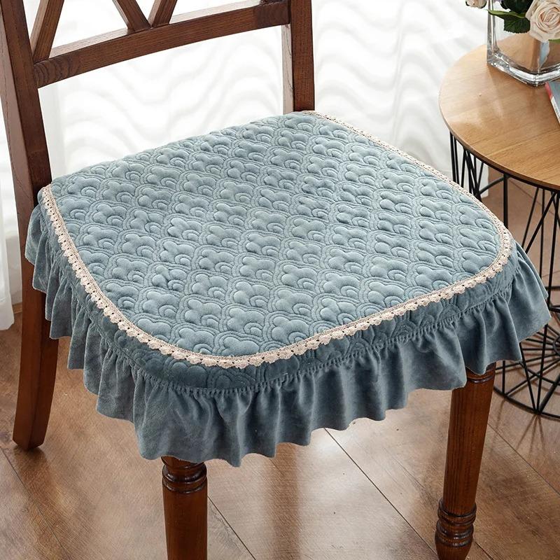 Кружевная подушка для обеденного стула 43*45 см, подушки для сидения, офисный коврик, табурет, подушка для сиденья, теплая плюс толстая подушка