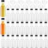 30-Pack Mini Liquor Bottles, Airtight Plastic Spirit Bottles with Black Caps, 1.7 Oz Empty Alcohol Shot Bottles, and 10 Funnels. Perfect for Weddings,