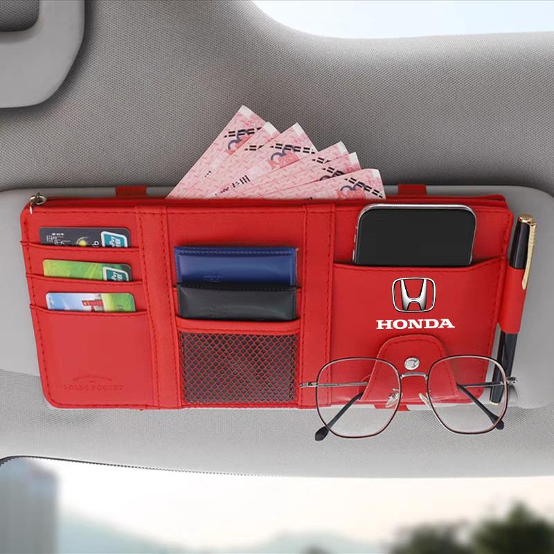 Car Sun Visor Point Type Multi-function Storage Bag Car Accessories For Honda Fit Mugen Insight Type S R VTEC Modulo Vezel RR Si