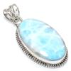 Natural Republic Larimar Gemstone 925 Solid Sterling Silver Gift Pendant 2" G9E68