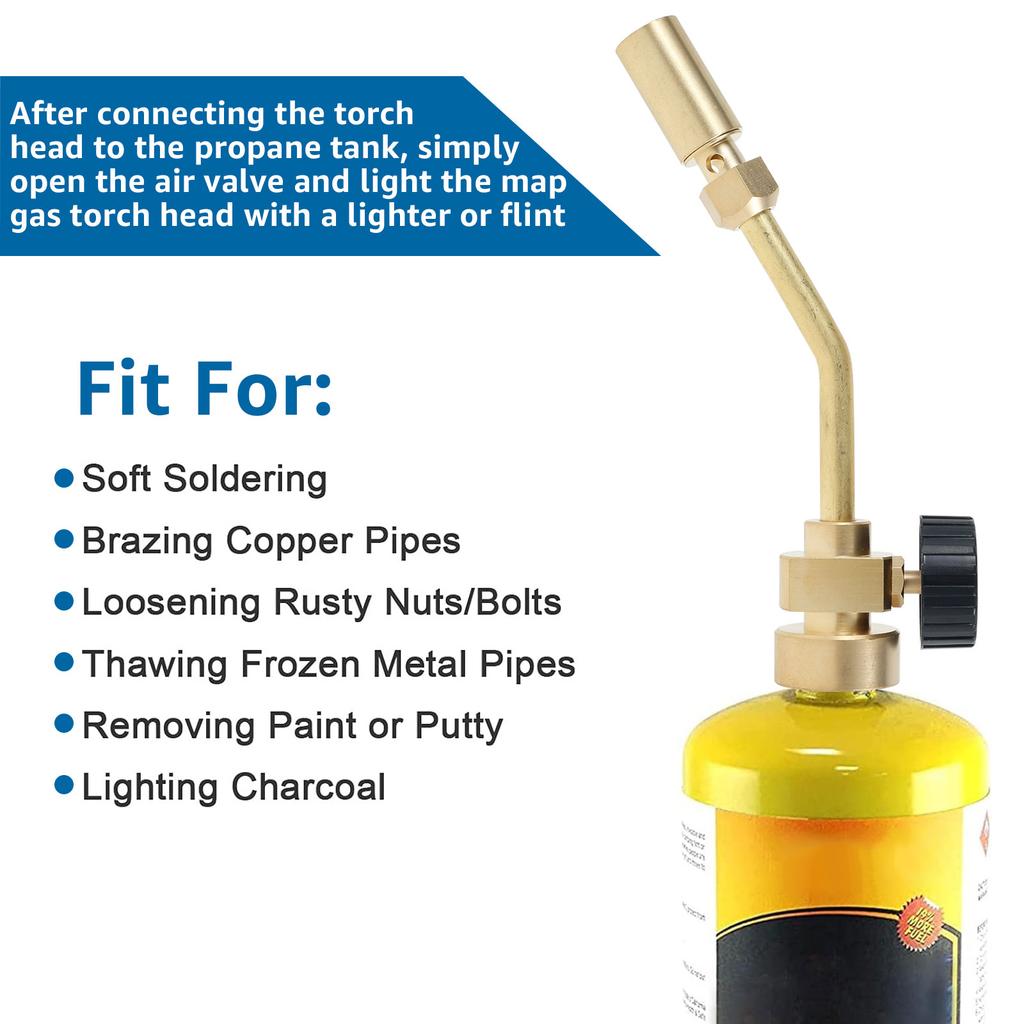 Головка пропановой горелки Цельная латунная головка газовой горелки Ручной запуск Головка сварочной горелки Маленькая портативная горелка для пайки Универсальная головка горелки