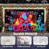UV Activated Christmas Garage Door Cover Fluorescent 2D Flat Christmas Door Banner Lighted Holiday Cartoon Backdrop for Xmas Indoor Outdoor Wall Decor