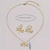 Мода Золотой Цвет Медь Стрекоза Серьги Ожерелье Комплект Циркония Сверкающий Темперамент Женский Свадебный Набор Ювелирных Изделий Аксессуары