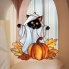 Halloween Ghost Suncatcher Colorful Dog/Cat Pattern Window Hanging Ornament with Pumpkin 2D Acrylic Suncatcher for Halloweens Decor Cat Lovers Gift