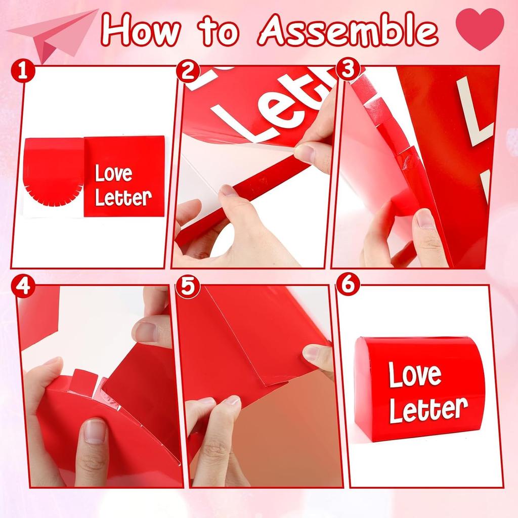 87Pcs Valentine's Day Classroom Bulletin Board Decoration Special Delivery DIY Bulletin Board Set 3D Heart Mailbox Letter Cutouts with Borders for