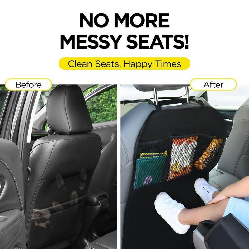 Car Back Seat Cover for Kids with 3 Pocket Storage Organizer Waterproof Kick Mats Backseat Protector Seat Back Kick Protector