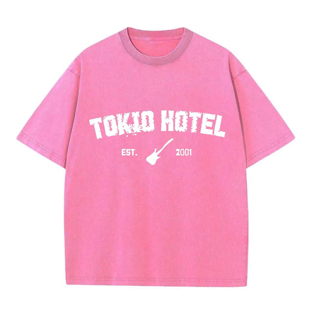 Ретро-стираемая винтажная футболка Rock Band Tokio Hotel Футболка Kaulitz Мужская модная повседневная толстовка-пуловер Мужская женская футболка