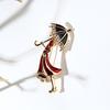Enamel   Girl Wearing Umbrella Collar Brooch Pins Jewelry Gift